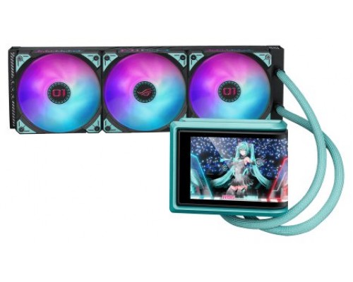 ASUS ROG RYUO IV 360 ARGB Hatsune Miku Edition Procesador Sistema de refrigeraci&oacute;n l&iacute;quida todo en uno 12 cm Negro, Turquesa (Espera 4 dias)