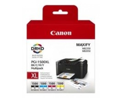 CANON Pack 4 colores PGI-1500XL Maxify MB2050 MB2350 Alta capacidad ECOPACK