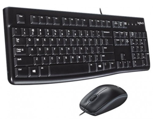 Pack Teclado Y Mouse Logitech Mk120 Ruso Con Cable Usb