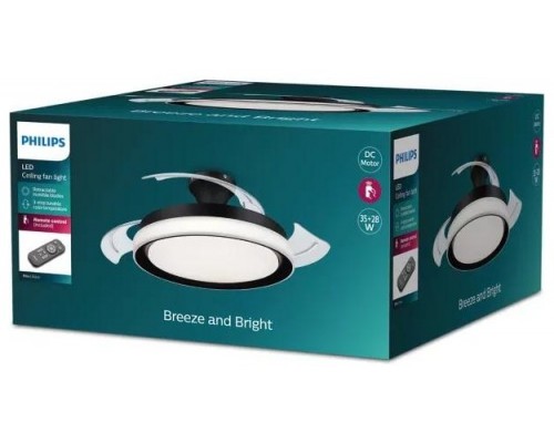PHILIPS Ventilador techo Luz Bliss DC 28w Negro