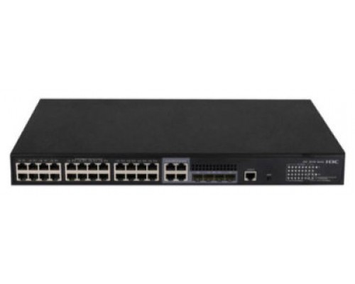 H3C S5130S-28S-PWR-EI L2 Ethernet Switch with 24*10/100/1000BASE-T PoE+ Ports(AC 185W) and 4*1G/10G BASE-X SFP Plus Ports,(AC) (Espera 4 dias)