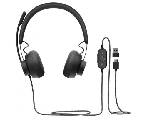 Headset Logitech Zone Wired Teams Usb-a Usb-c Graphite