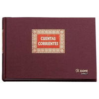 DOHE Libro cuentas corrientes forrado tela 100h numeradas cuarto apaisado