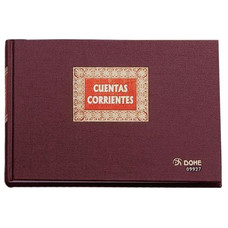 DOHE Libro cuentas corrientes forrado tela 100h numeradas cuarto apaisado