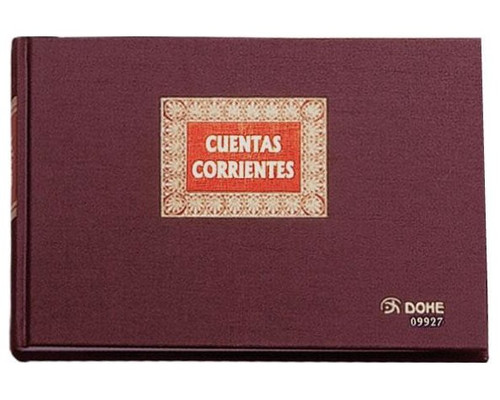 DOHE Libro cuentas corrientes forrado tela 100h numeradas cuarto apaisado