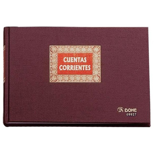 DOHE Libro cuentas corrientes forrado tela 100h numeradas cuarto apaisado