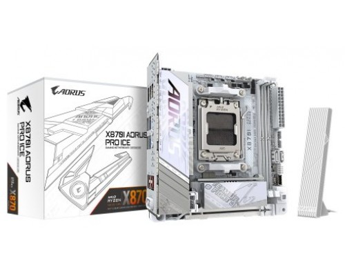 GIGABYTE X870I AORUS PRO ICE Placa base - Compatible con procesadores AMD Ryzen serie 9000, VRM de 8+2+1 fases, hasta 8400 MHz DDR5 (OC), 1xPCIe 5.0 M.2 + 1xPCIe 4.0 M.2, WI-FI 7, LAN 2,5 GbE, USB 4 (Espera 4 dias)