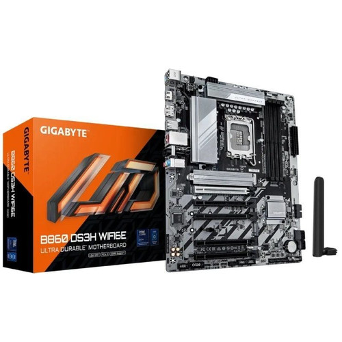 GIGABYTE B860 DS3H WIFI6E Placa base - CPUs Intel Core Ultra, VRM de 8+1+2+2 fases, hasta 9066MHz DDR5, 1xPCIe 5.0 + 1xPCIe 4.0 M.2, LAN 2,5 GbE, WIFI 6E, USB 3.2 Gen 2x2 (Espera 4 dias)-SX20 GIGABYTE B860 DS3H WIFI6E Placa base - CPUs Intel Core Ultra, VRM de 8+1+2+2 fases, hasta 9066MHz DDR5, 1xPCIe 5.0 + 1xPCIe 4.0 M.2, LAN 2,5 GbE, WIFI 6E, USB 3.2 Gen 2x2 (Espera 4 dias)