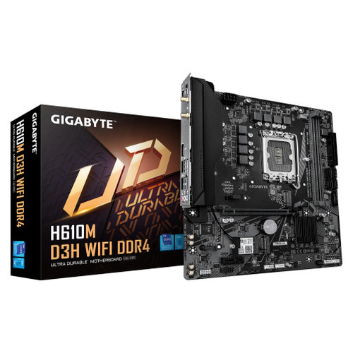GIGABYTE H610M D3H WIFI DDR4 Placa Base &ndash; Compatible con procesadores Intel Core 14&ordf; generaci&oacute;n, VRM de 6+1+1 fases, hasta 3200 MHz DDR4, 2xPCIe 3.0 M.2, Wi-Fi 5, LAN 1 GbE, USB 3.2 Gen 1 (Espera 4 dias)