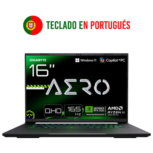PORTATIL GIGABYTE AERO X16 1VH93PTC94AH AI 7 350 RTX5060 16GB 1TB 16" WQXGA W11H-SX15 PORTATIL GIGABYTE AERO X16 1VH93PTC94AH AI 7 350 RTX5060 16GB 1TB 16" WQXGA W11H