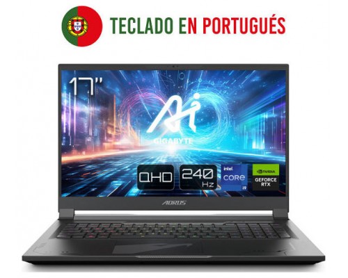 PORTATIL GIGABYTE AORUS 17X AZF-D5PT665SH I9 13980HX 4070 32GB 2TB 17" W11H