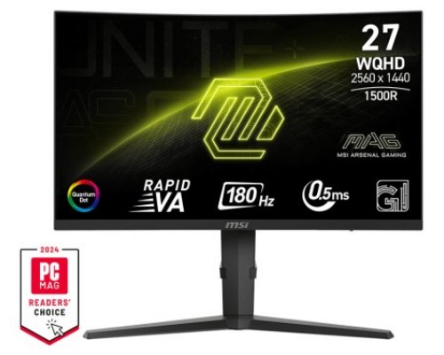 MSI MONITOR MAG 275CQRF QD E2. 27". CURVO 1500R. 2560X1440. 180HZ. NEGRO (Espera 4 dias)