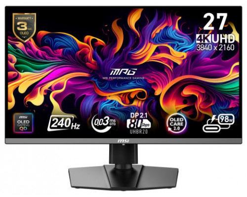 MSI MPG 272URX QD-OLED pantalla para PC 67,3 cm (26.5") 3840 x 2160 Pixeles 4K Ultra HD Negro (Espera 4 dias)