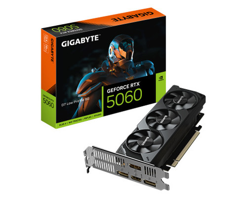 GIGABYTE GeForce RTX 5060 D7 Low Profile Tarjeta Gr&aacute;fica 8G &ndash; 8 GB GDDR7, 128 bits, PCI-E 5.0 x8, frecuencia de n&uacute;cleo 2497 MHz, 3 x DisplayPort, 1 x HDMI, NVIDIA DLSS 4, GV-N5060D7-8GL (Espera 4 dias)