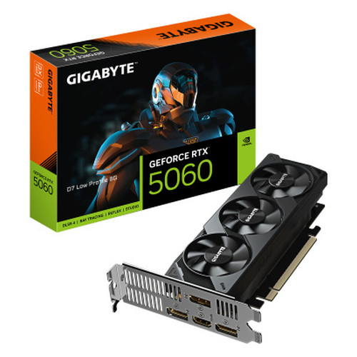 GIGABYTE GeForce RTX 5060 D7 Low Profile Tarjeta Gráfica 8G – 8 GB GDDR7, 128 bits, PCI-E 5.0 x8, frecuencia de núcleo 2497 MHz, 3 x DisplayPort, 1 x HDMI, NVIDIA DLSS 4, GV-N5060D7-8GL (Espera 4 dias)-SX20 GIGABYTE GeForce RTX 5060 D7 Low Profile Tarjeta Gráfica 8G – 8 GB GDDR7, 128 bits, PCI-E 5.0 x8, frecuencia de núcleo 2497 MHz, 3 x DisplayPort, 1 x HDMI, NVIDIA DLSS 4, GV-N5060D7-8GL (Espera 4 dias)