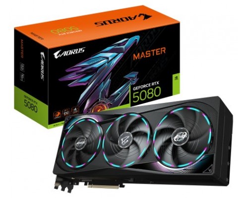 GIGABYTE GeForce RTX 5080 GAMING OC 16G Tarjeta Gráfica - 16GB GDDR7, 256 bits, PCI-E 5.0, 2805MHz Core Clock, 3 x DisplayPort, 1 x HDMI, GV-N5080AORUS M-16GD (Espera 4 dias)