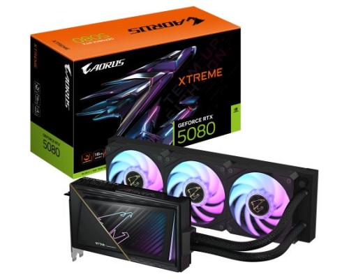 GIGABYTE AORUS GeForce RTX 5080 XTREME WATERFORCE 16G Tarjeta Gráfica - 16GB GDDR7, 256 bits, PCI-E 5.0, 2805MHz Core Clock, 3 x DP 2.1a, 1 x HDMI 2.1b, NVIDIA DLSS 4, GV-N5080AORUSX W-16GD (Espera 4 dias)