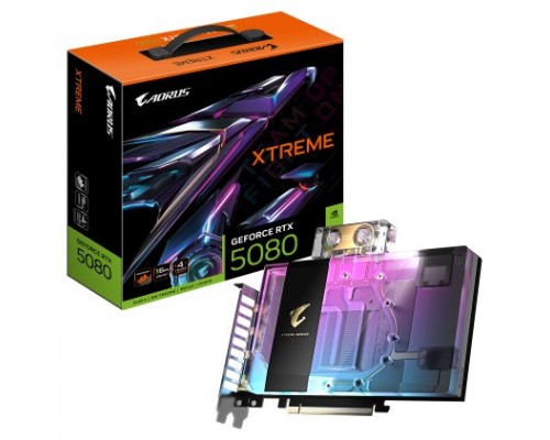 GIGABYTE AORUS GeForce RTX 5080 XTREME WATERFORCE WB 16G Tarjeta Gráfica - 16GB GDDR7, 256 bits, PCI-E 5.0, 2805MHz Core Clock, 3 x DP 2.1a, 1 x HDMI 2.1b, NVIDIA DLSS 4, GV-N5080AORUSX WB-16GD (Espera 4 dias)