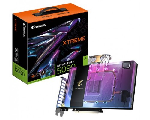 GIGABYTE AORUS GeForce RTX 5090 XTREME WATERFORCE WB 32G Tarjeta Gráfica - 32 GB GDDR7, 512 bits, PCI-E 5.0, 2655 MHz Frecuencia Base, 3 x DP 2.1a, 1 x HDMI 2.1b, NVIDIA DLSS 4, GV-N5090AORUSX WB-32GD (Espera 4 dias)