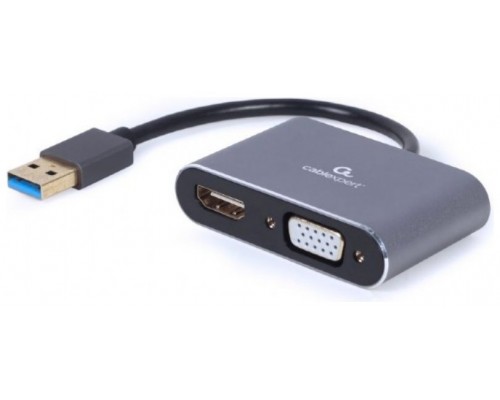 ADAPTADOR DE PANTALLA GEMBIRD USB A HDMI , VGA, GRIS ESPACIAL