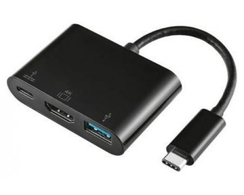 AISENS - CONVERSOR USB-C A HDMI/USB-C/TIPO A USB 3.0, 3 EN 1, NEGRO, 15 CM