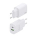 AISENS - CARGADOR 20W, 1xUSB-C PD3.0, 1xUSB-A QC3.0, BLANCO