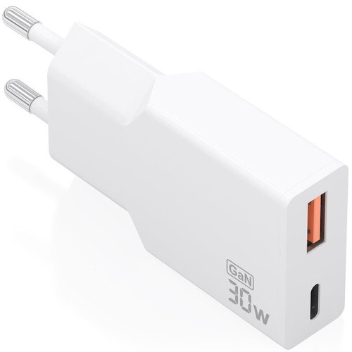 AISENS - CARGADOR ULTRA DELGADO GaN 30W, 1xUSB-C PD3.0 QC4.0, 1xUSB-A QC3.0, BLANCO-IR35 AISENS - CARGADOR ULTRA DELGADO GaN 30W, 1xUSB-C PD3.0 QC4.0, 1xUSB-A QC3.0, BLANCO