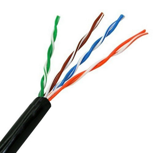 AISENS - BOBINA CABLE DE RED EXTERIOR IMPERMEABLE RJ45 CAT.5E UTP R&Iacute;GIDO AWG24, NEGRO, 100M