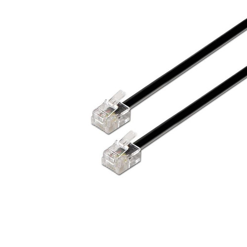 AISENS - CABLE DE TEL&Eacute;FONO 6P4C, M-M, NEGRO, 2.0M
