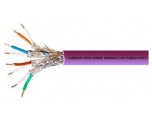 AISENS -BOBINA CABLE DE RED RJ45 LSZH CPR ECA CAT.7 600 MHZ S/FTP AWG23, VIOLETA, 305M