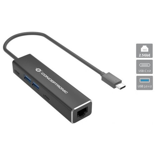 ADAPTADOR USB-C A RED 2.5Gb RJ45 CONCEPTRONIC CON HUB-SX30 ADAPTADOR USB-C A RED 2.5Gb RJ45 CONCEPTRONIC CON HUB