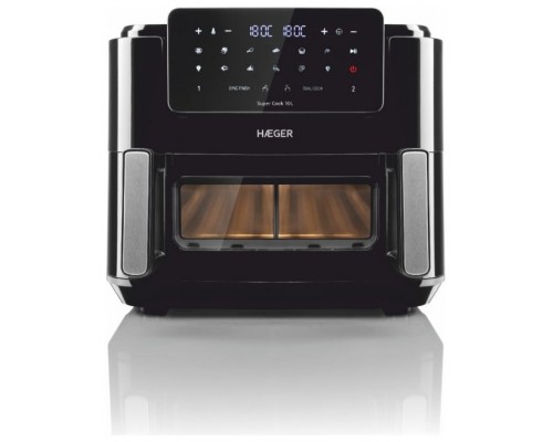 FREIDORA INTELIGENTE SUPER COOK 10L 2 CUBETAS NEGRO HAEGER (Espera 4 dias)