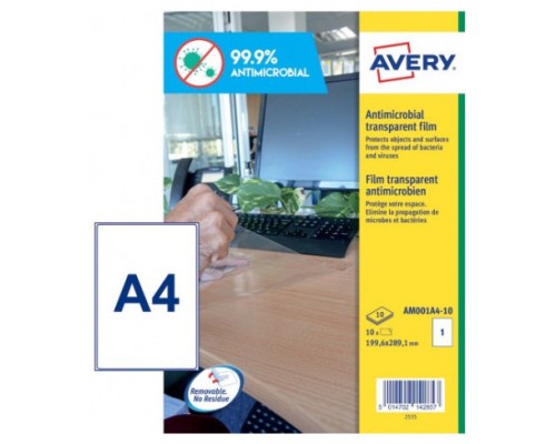 Avery AM001A4 etiqueta autoadhesiva Rect&aacute;ngulo Desmontable Transparente 10 pieza(s) (Espera 4 dias)