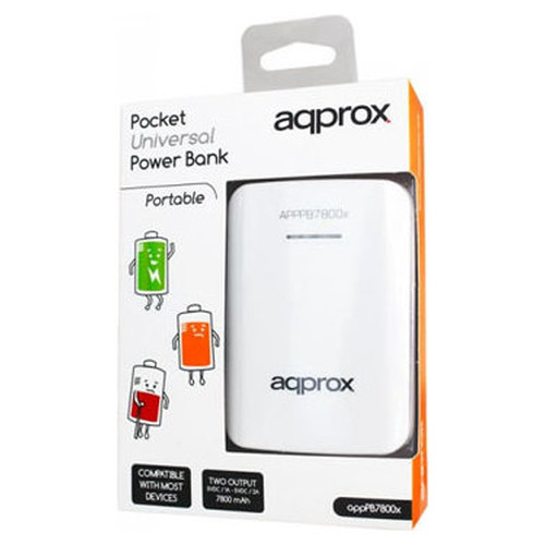 APPROX Power Bank Universal 7800 mAh (Blanco)-IR25 APPROX Power Bank Universal 7800 mAh (Blanco)
