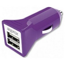 APPROX Cargador Doble USB para Coche (Purpura)