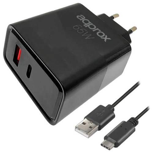 APPROX CARGADOR 65W QC 1 X USB A+ 1 X USB C+CABLE-IA35 APPROX CARGADOR 65W QC 1 X USB A+ 1 X USB C+CABLE