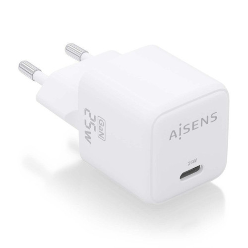 AISENS - CARGADOR GaN 25W, 1xUSB-C PD3.0 QC4.0, BLANCO