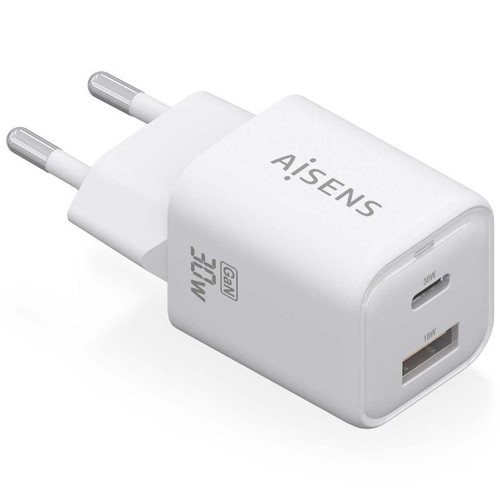 AISENS - CARGADOR GaN 30W, 1xUSB-C PD3.0 QC4.0, 1xUSB-A QC3.0, BLANCO-IR36 AISENS - CARGADOR GaN 30W, 1xUSB-C PD3.0 QC4.0, 1xUSB-A QC3.0, BLANCO