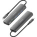 AISENS - USB-C DOCK 7 EN 1, USB-C A 1xHDMI, 3xUSB-A, 1xUSB-C PD 100W, 1xSD, 1xMICRO SD, GRIS, 15CM