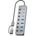 AISENS - HUB USB3.1 Gen1 USB-C USB-A, USB-C/M+USB-A/M-4xUSB-A/H+3xUSB-C/H+1xUSB-C/H ALIM., GRIS, 30CM