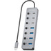 AISENS - HUB USB3.2 Gen2 10G USB-C, USB-C/M-4xUSB-A/H+3xUSB-C/H+1xUSB-C/H PD3.0 100W, GRIS, 30CM