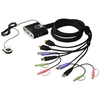 ATEN SWITCH KVM FORMATO CABLE HDMI/AUDIO USB DE 2 PUERTOS CON SELECTOR REMOTO DE PUERTO (CS692-AT) (Espera 4 dias)