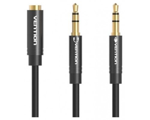 CABLE AUDIO ESTEREO 2xJACK 3.5/M JACK 3.5/H 0.30 M NEGRO VENTION (Espera 4 dias)