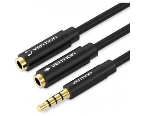 CABLE AUDIO ESTEREO JACK 3.5/M 2xJACK 3.5/H 0.3 M NEGRO VENTION (Espera 4 dias)