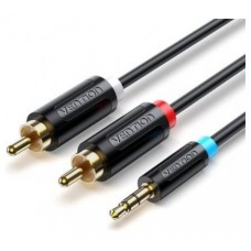 CABLE AUDIO ESTEREO JACK 3.5/M 2xRCA/M 0.5 M NEGRO VENTION (Espera 4 dias)