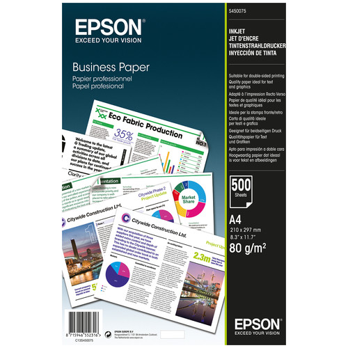 Epson Papel Business Inkjet A4 de Epson, 80 g/m&sup2;, 500 hojas
