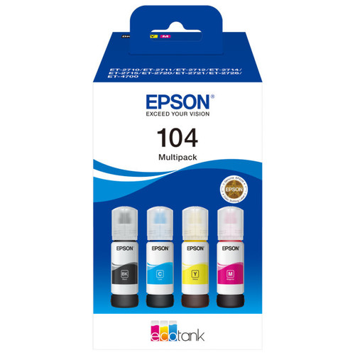 Epson Botellas Multipack Ecotank 104 4 Colores-IA20 Epson Botellas Multipack Ecotank 104 4 Colores