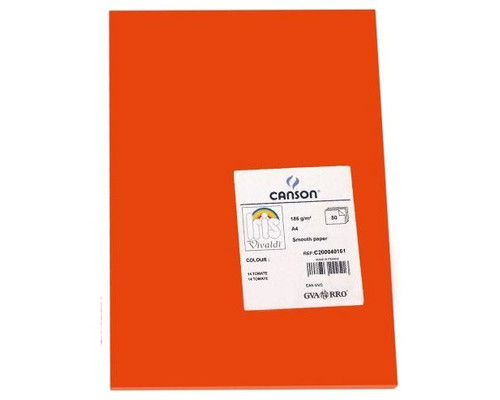 CANSON Pack de 50 Cartulina 185g A4 rojo tomate-IR25 CANSON Pack de 50 Cartulina 185g A4 rojo tomate