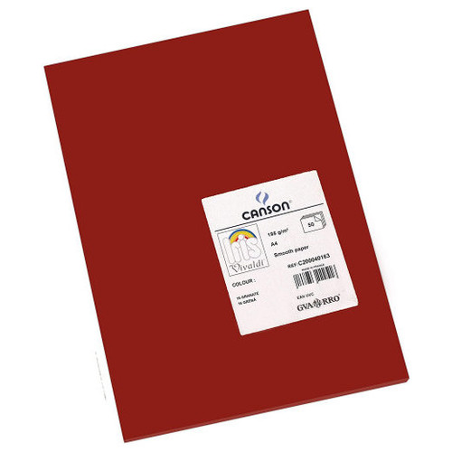 CANSON Pack de 50 Cartulina 185g A4 granate-IR25 CANSON Pack de 50 Cartulina 185g A4 granate