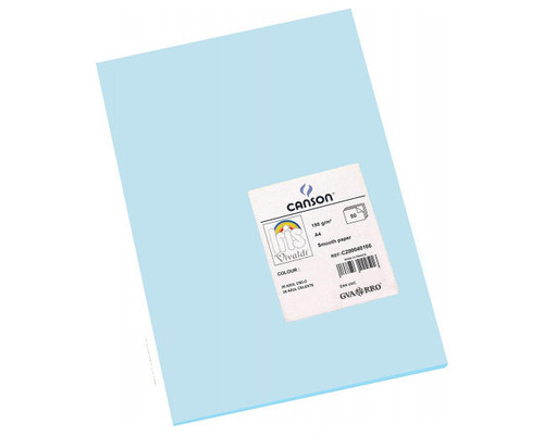 CANSON Pack de 50 Cartulina 185g A4 azul cielo-IR26 CANSON Pack de 50 Cartulina 185g A4 azul cielo